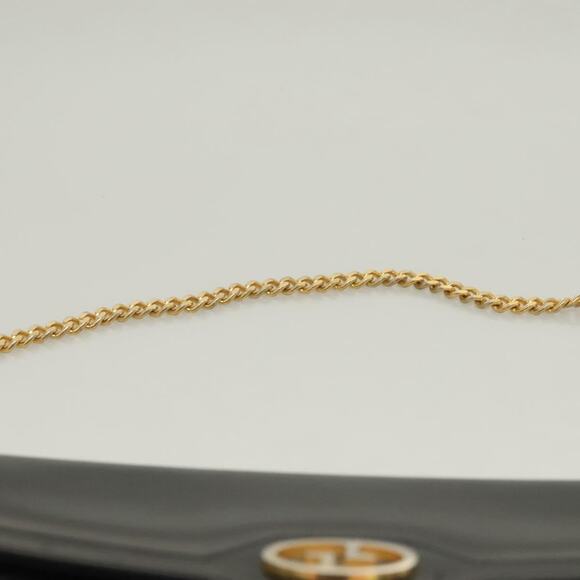 GUCCI Chain Shoulder Bag Leather Black Gold - Picture 8 of 16